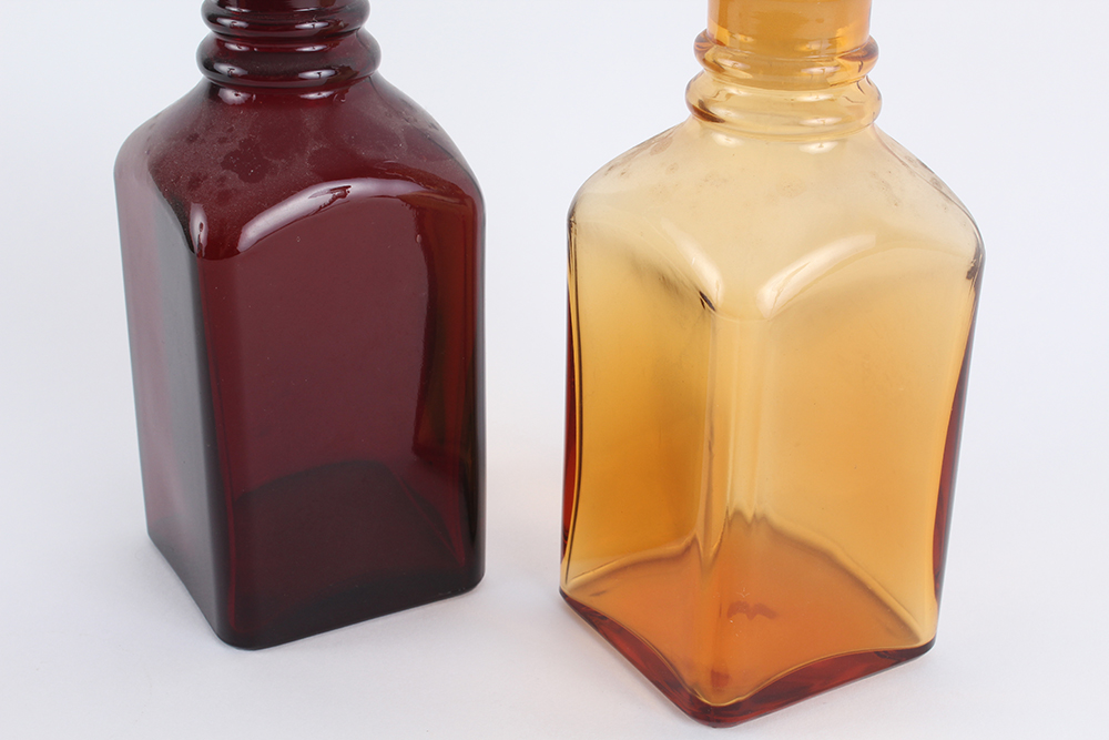 Pair of Colored Glass Decanters