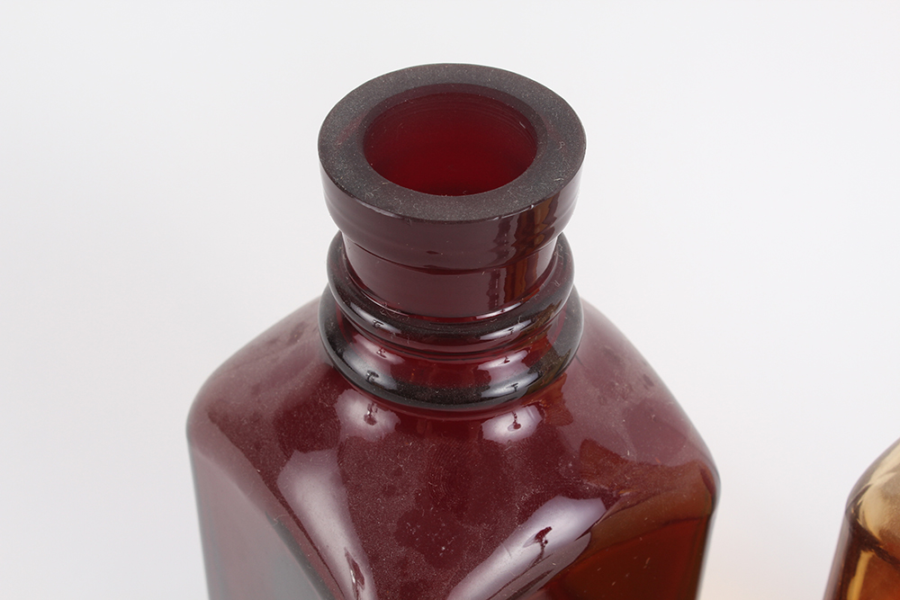 Pair of Colored Glass Decanters