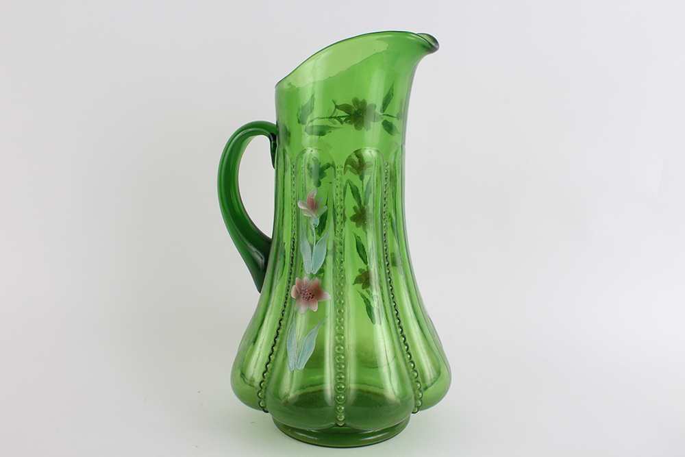 Trio of Hand Painted Colored Glassware