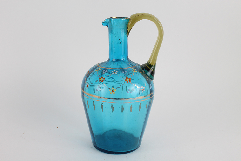 Trio of Hand Painted Colored Glassware