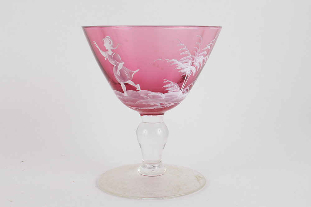 Trio of Hand Painted Colored Glassware