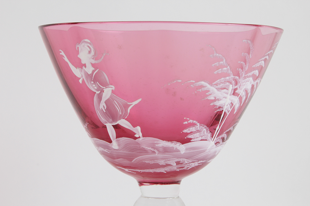 Trio of Hand Painted Colored Glassware