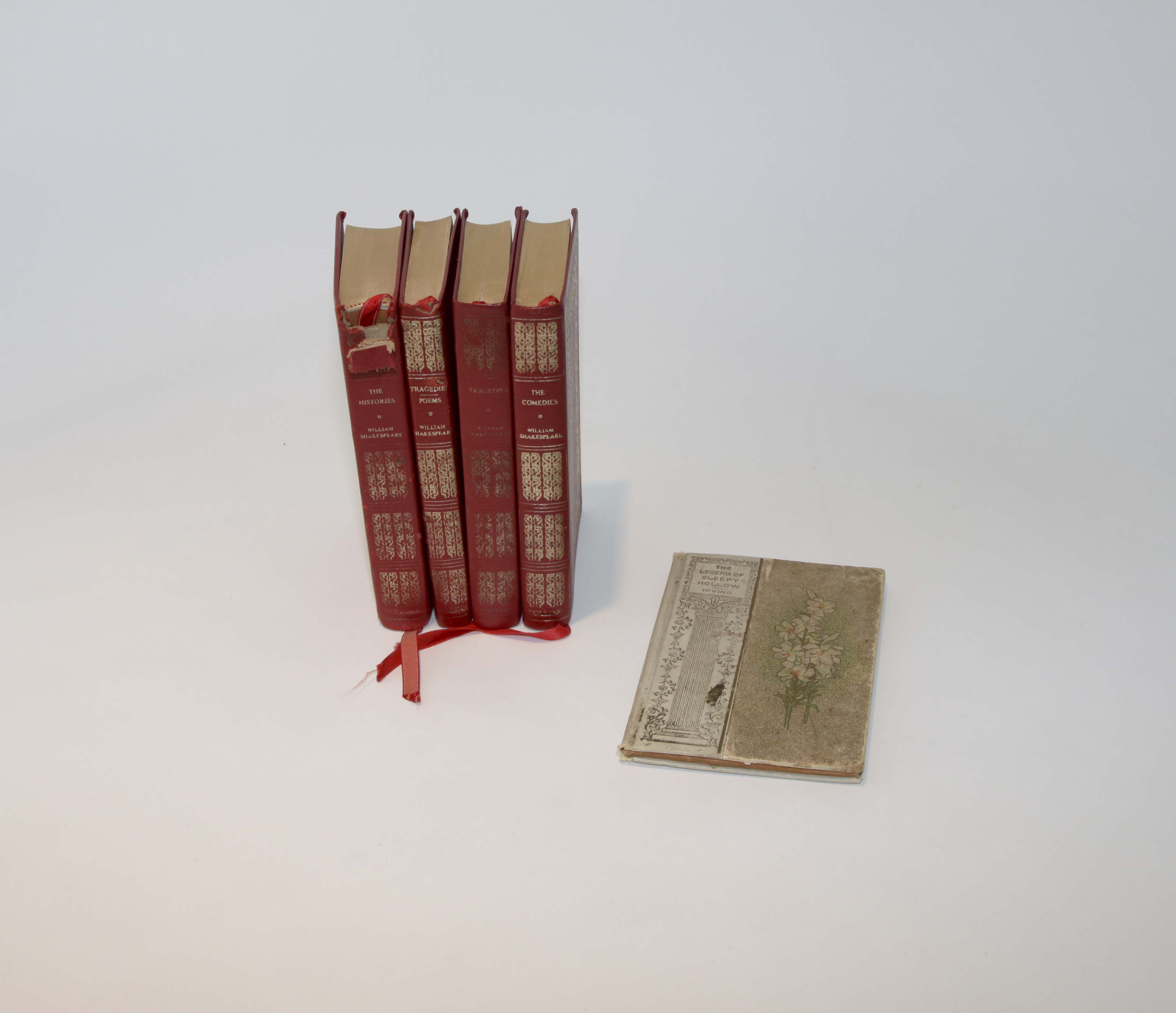 Five Vintage Leather Bound Classic Books