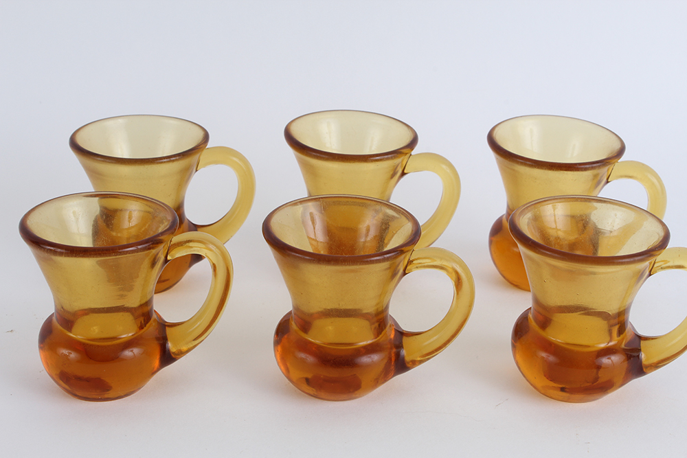 Miniature Amber Glass Vintage Cups
