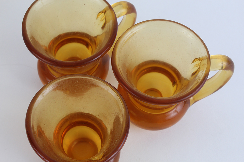 Miniature Amber Glass Vintage Cups