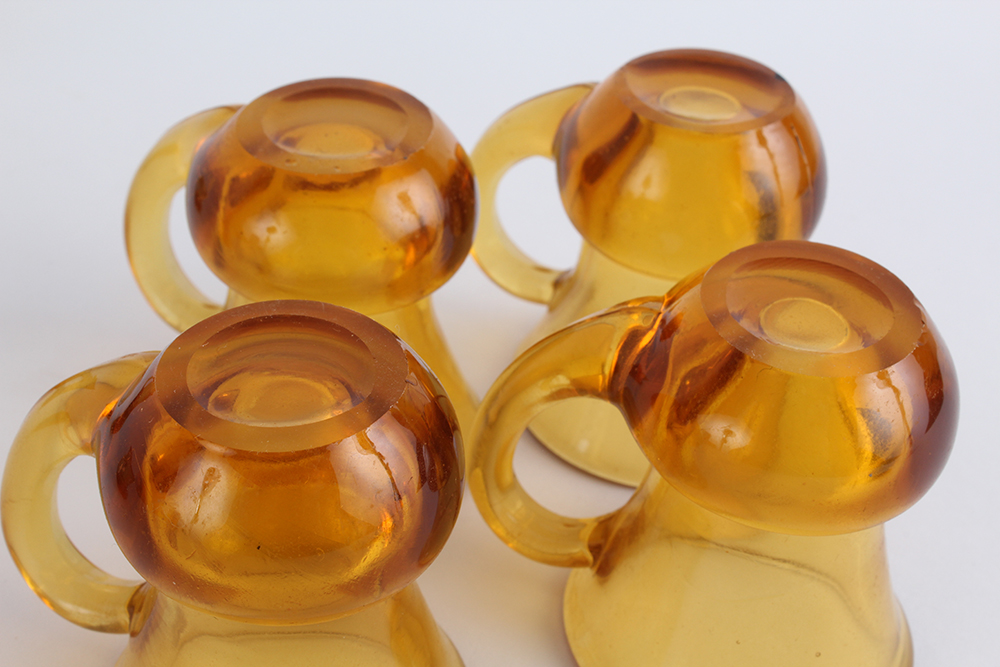 Miniature Amber Glass Vintage Cups