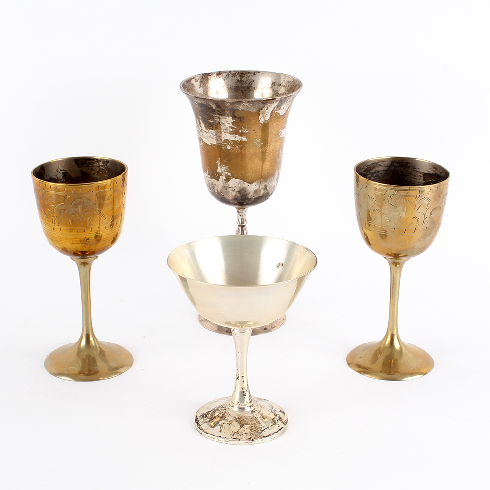 Ornate Silver Plated and Brass Stemware