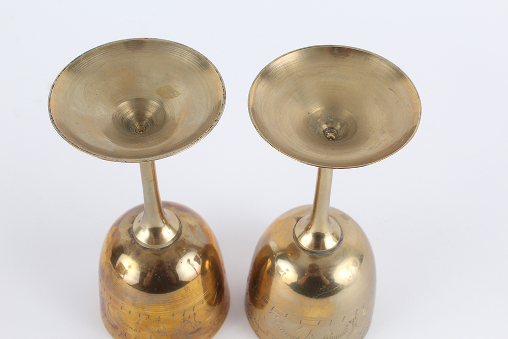 Ornate Silver Plated and Brass Stemware