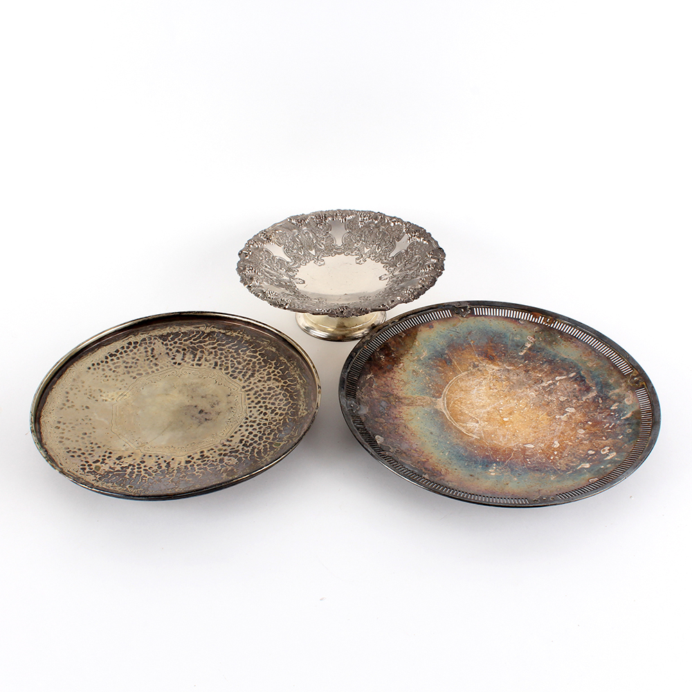 Footed Silver Plated Trays