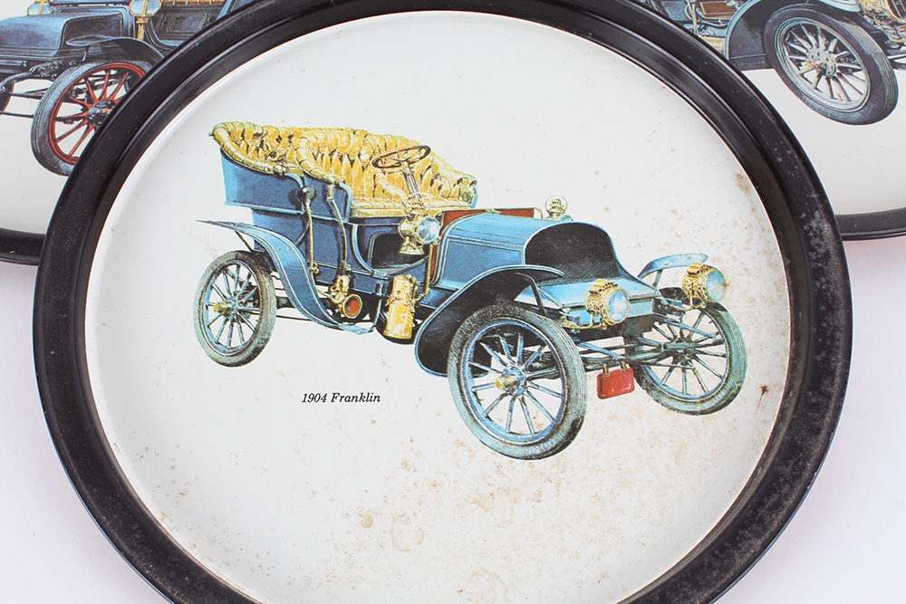 Vintage Metal Trays with Classic Car Design