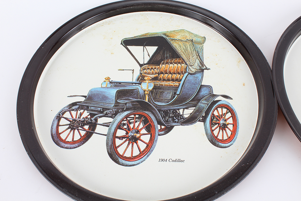 Vintage Metal Trays with Classic Car Design