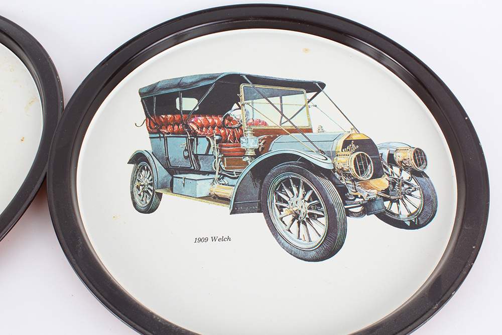 Vintage Metal Trays with Classic Car Design