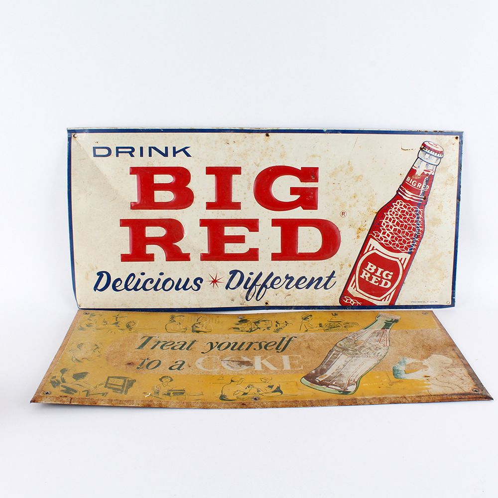 Pair of Vintage Metal Soda Signs