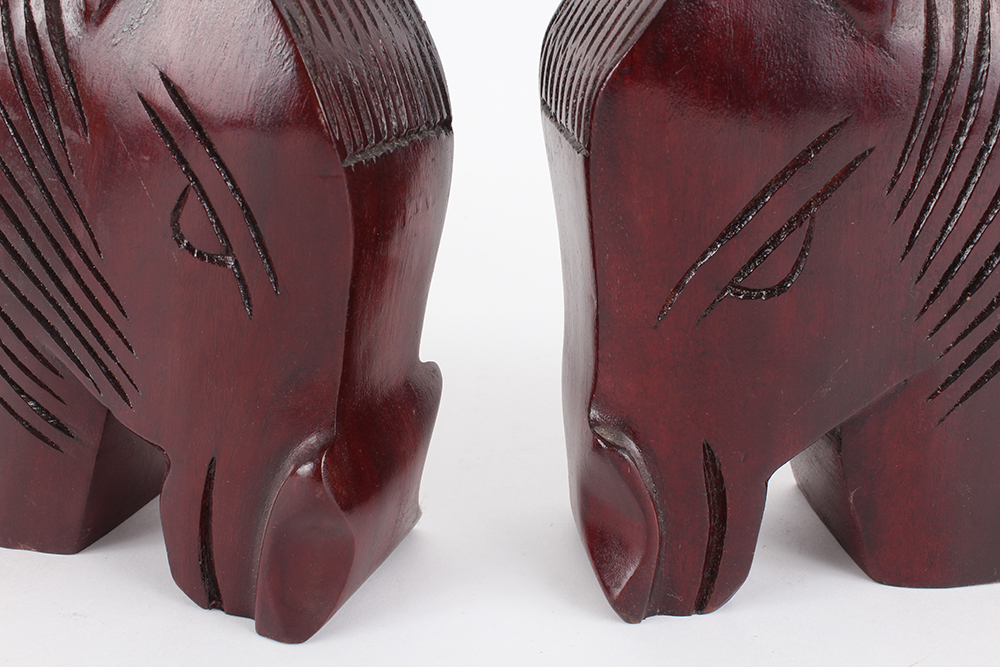 Carved Mahogany Stained Horse Head Bookends