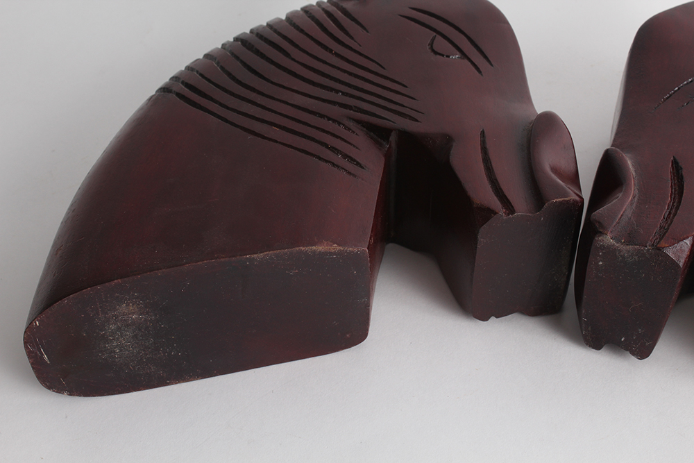 Carved Mahogany Stained Horse Head Bookends