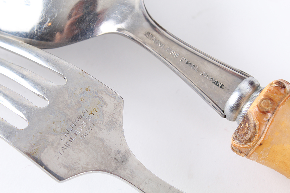 Vintage Flatware with Stainless Steel and Japanese Bamboo Handles