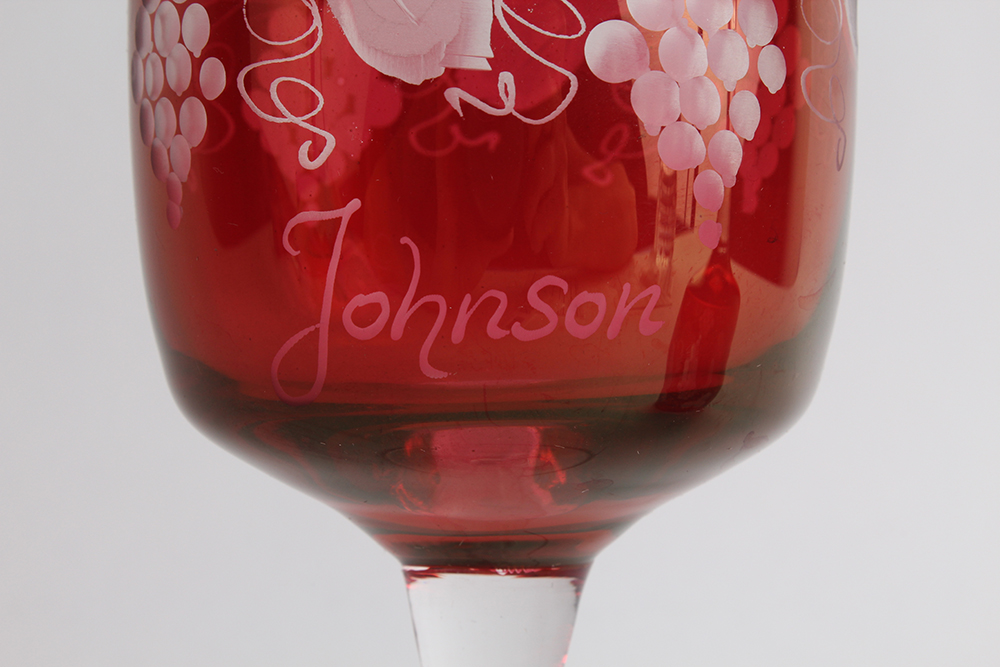 Pair of Cut to Clear Ruby Goblets