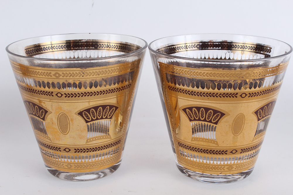 Set of Eight Culver Gilt Lowball Cocktail Glasses