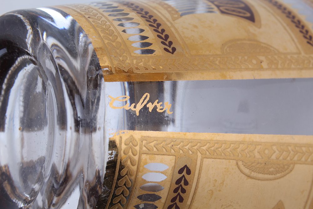 Set of Eight Culver Gilt Lowball Cocktail Glasses