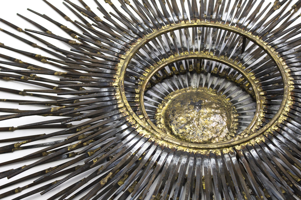 Brutalist Metal Starburst Wall Hanging Sculpture