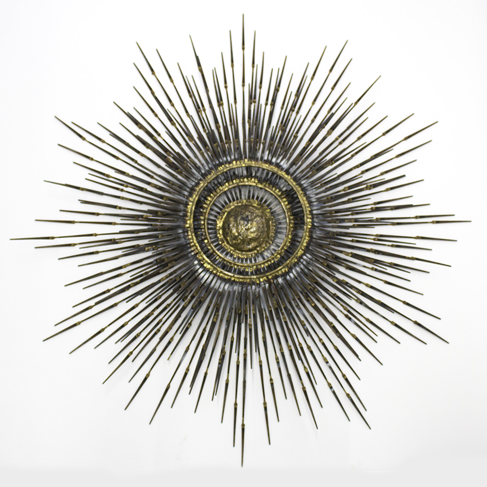 Brutalist Metal Starburst Wall Hanging Sculpture