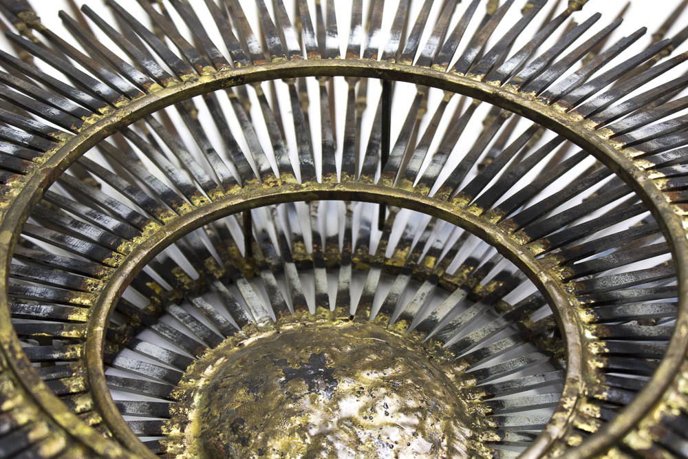 Brutalist Metal Starburst Wall Hanging Sculpture