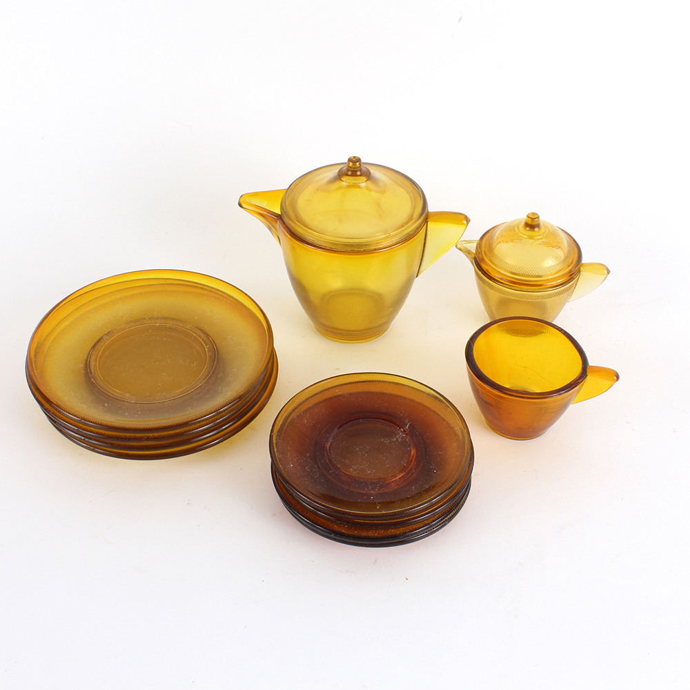 Miniature Yellow Pressed Glassware
