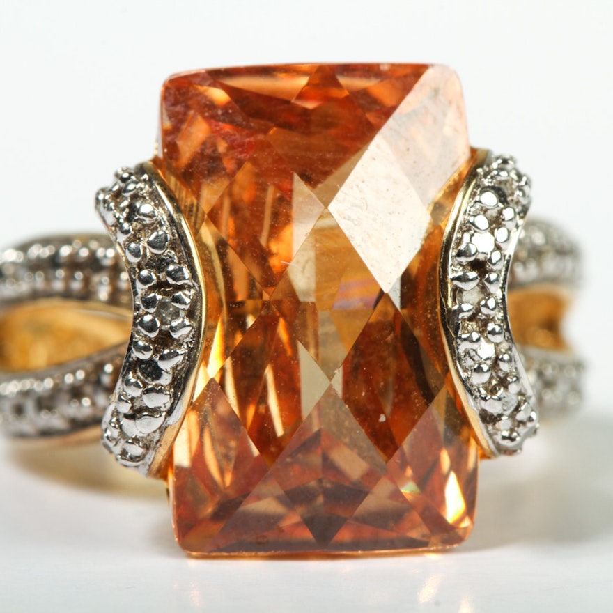 Sterling Silver Morganite Statement Ring