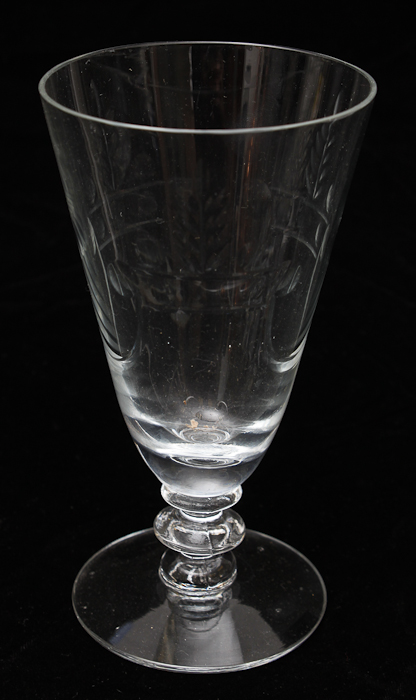 Set of Six Etched Water Goblets