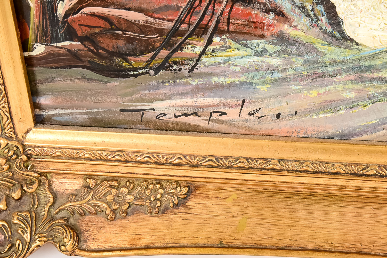 Vintage Oil Painting of Dutch Skaters