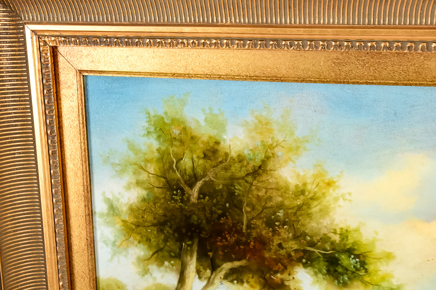 Vintage Oil on Canvas Painting of Hunting Scene