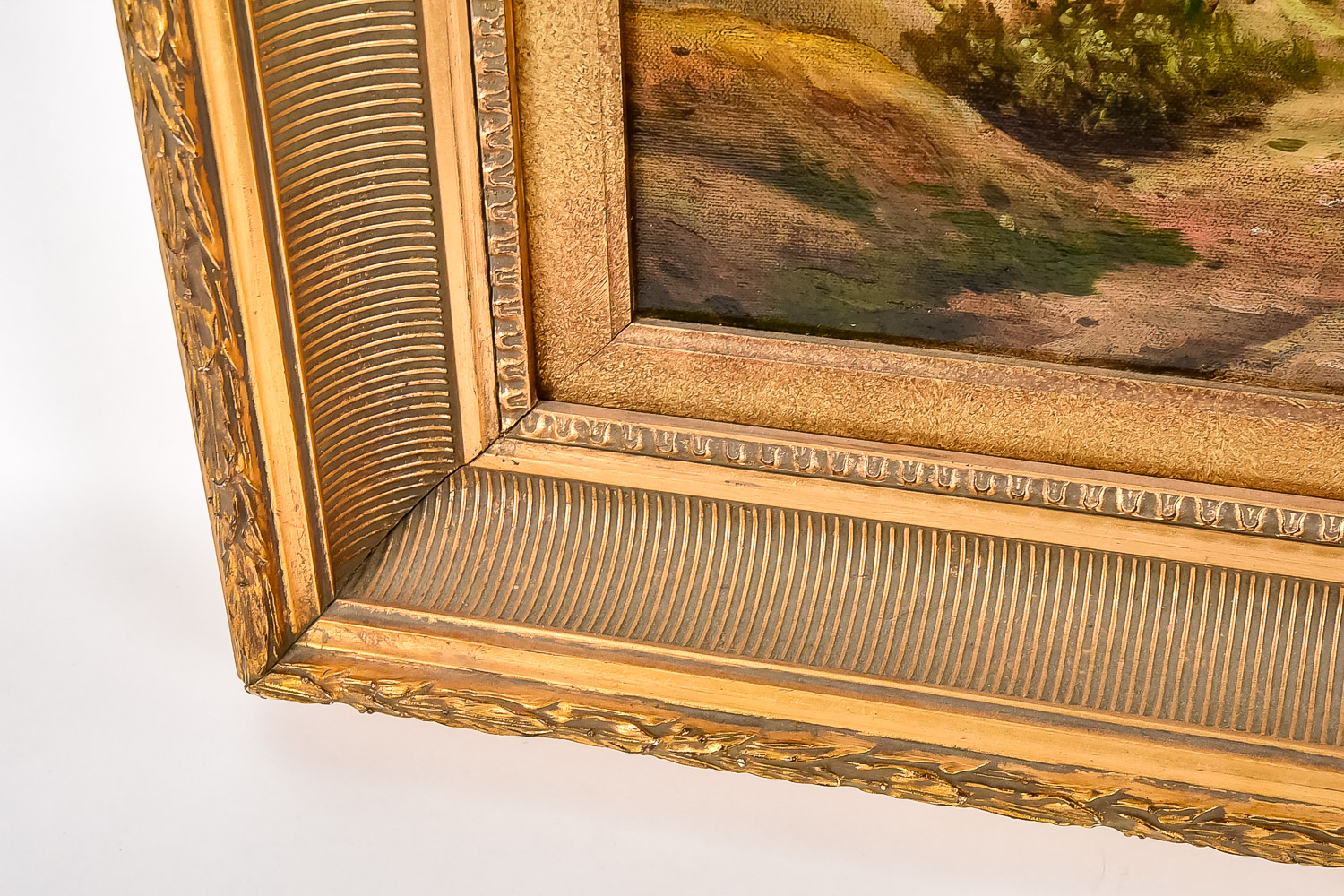 Vintage Oil on Canvas Painting of Hunting Scene