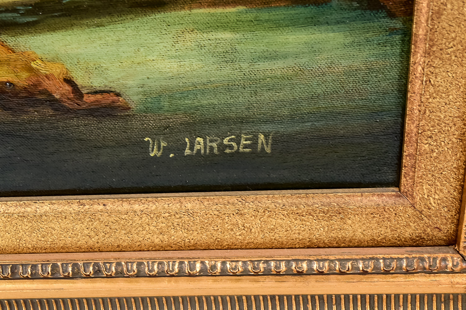 Vintage Oil on Canvas Painting of Hunting Scene