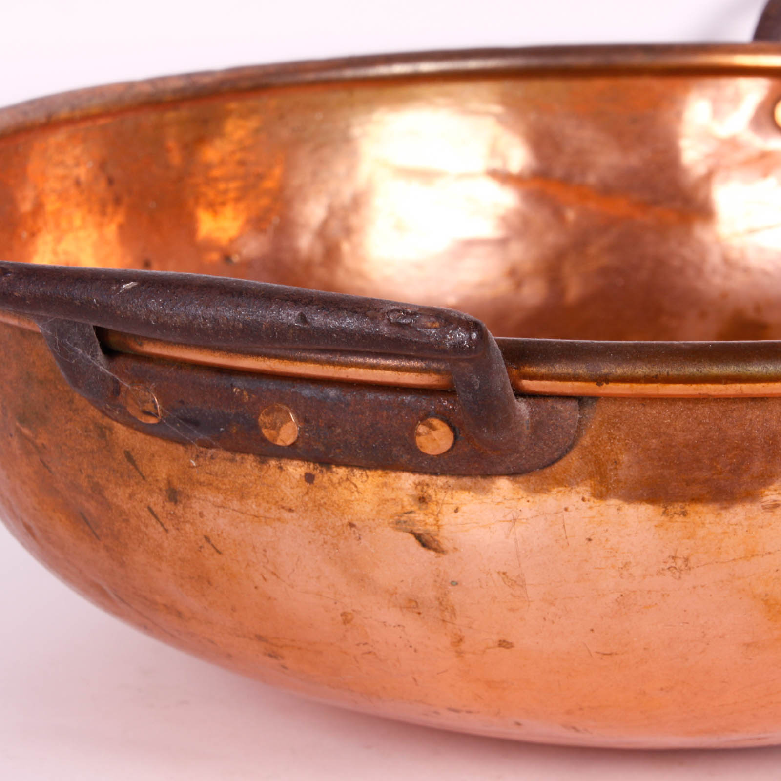 Large Copper Basin with Iron Handles