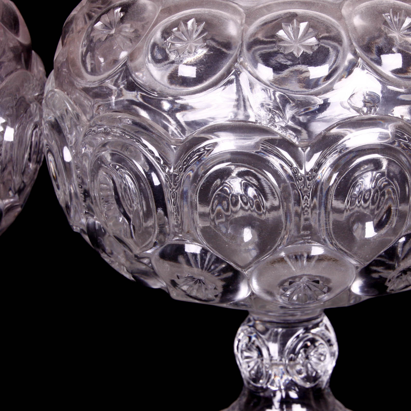 Moon and Star Clear Depression Glass Pedestal Containers