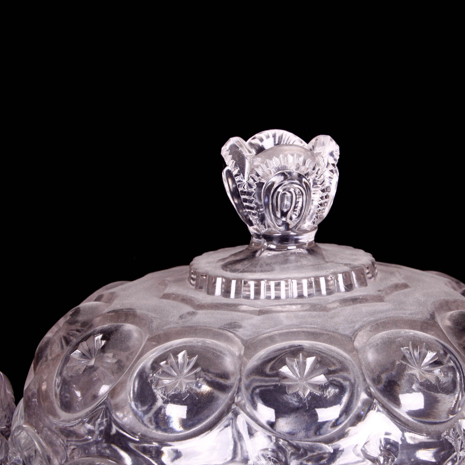 Moon and Star Clear Depression Glass Pedestal Containers