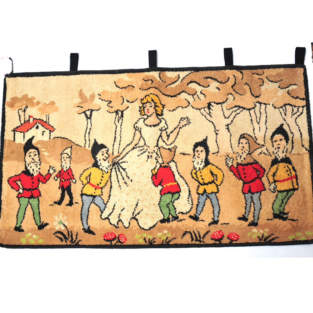 Vintage Seven Dwarfs Woven Cotton Wall Hanging