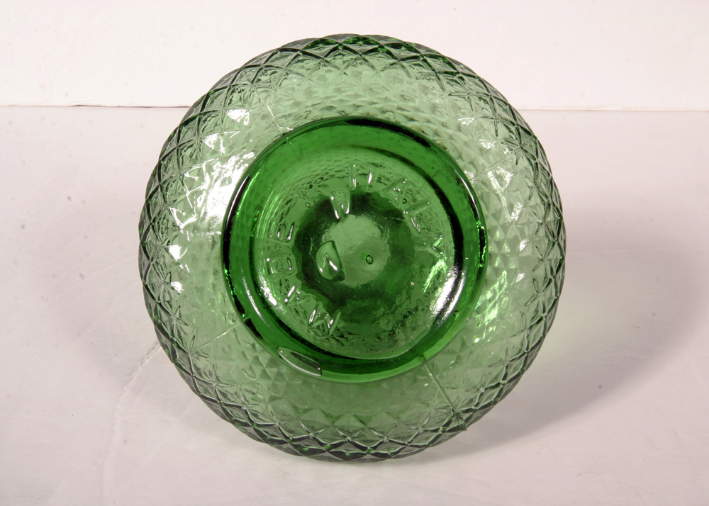 Italian Green Diamond Point Decanter Set