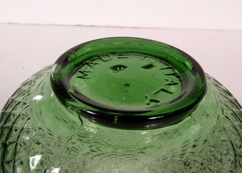 Italian Green Diamond Point Decanter Set