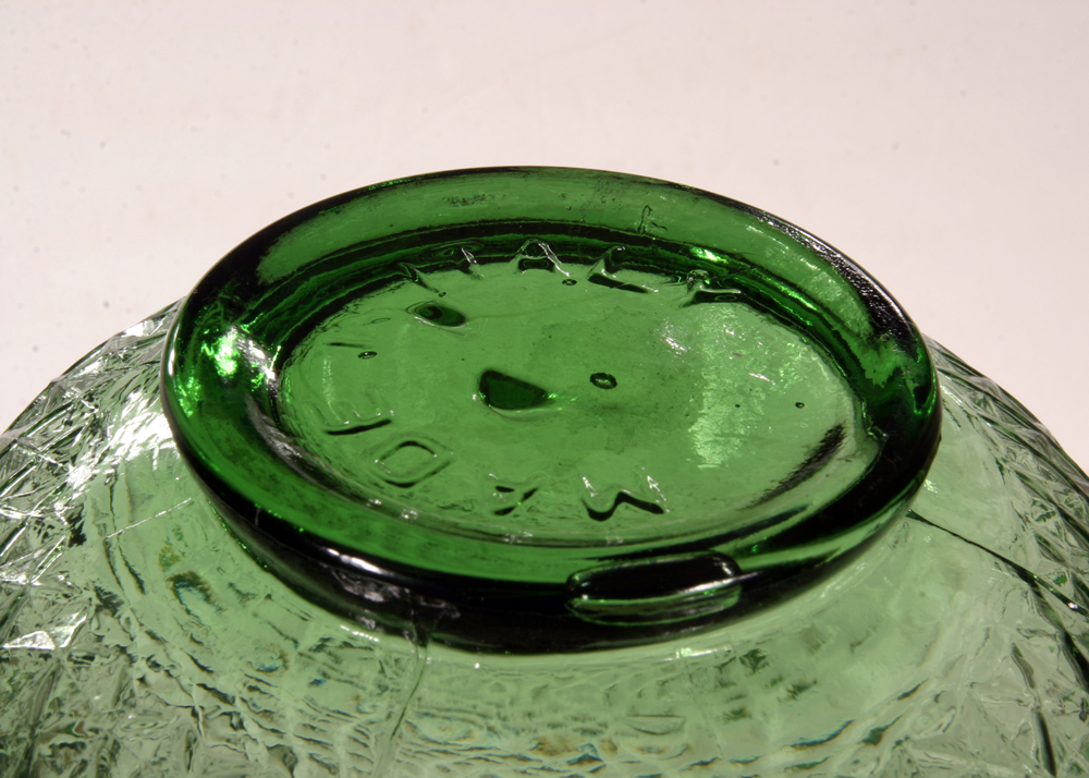 Italian Green Diamond Point Decanter Set