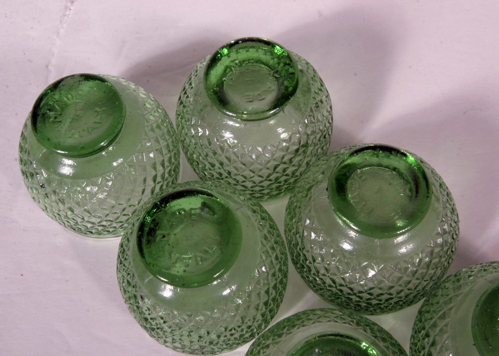 Italian Green Diamond Point Decanter Set