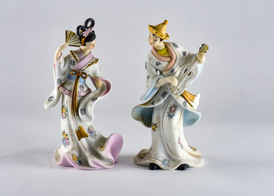 Lefton China Hand-Painted Geisha Dancer Figurines