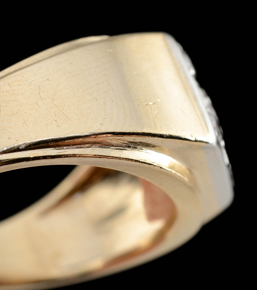 Men's Vintage 14K Two Tone Gold Diamond Band