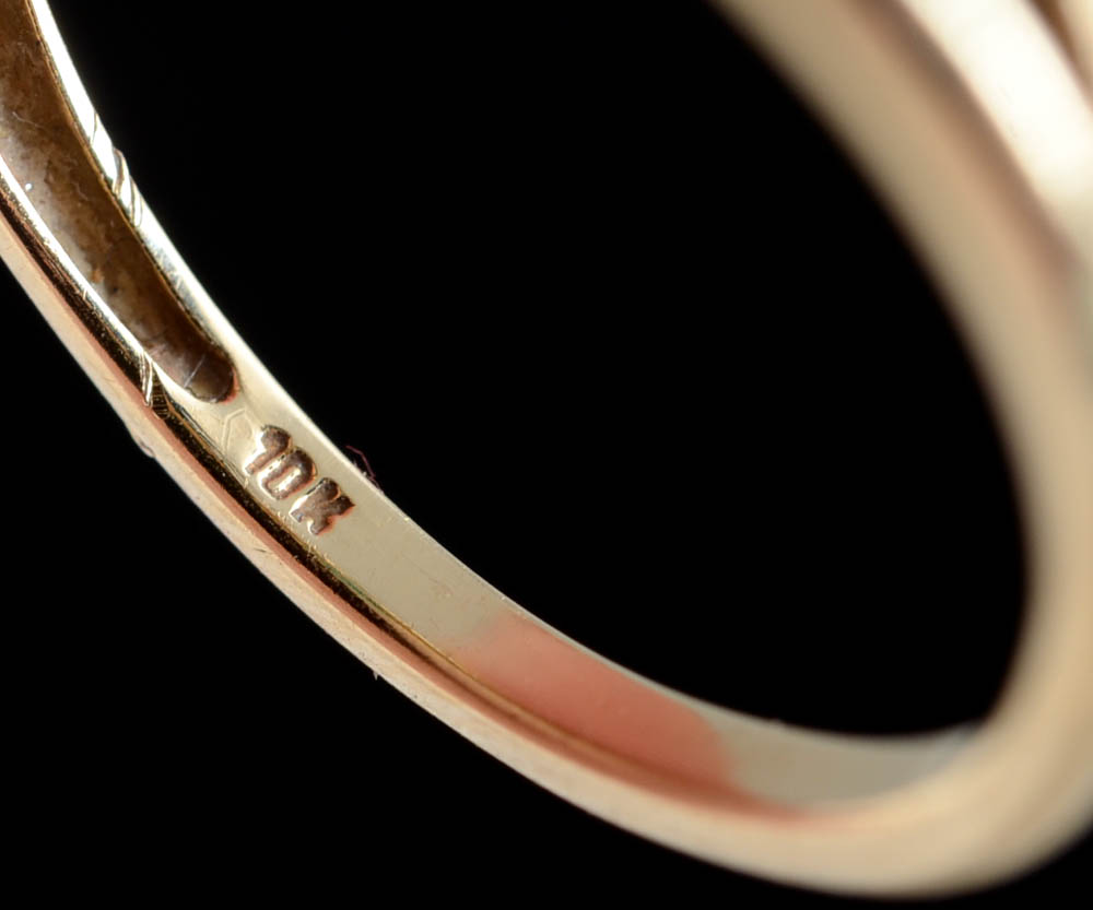 10K Synthetic Emerald Openwork Ring with Diamond Accents