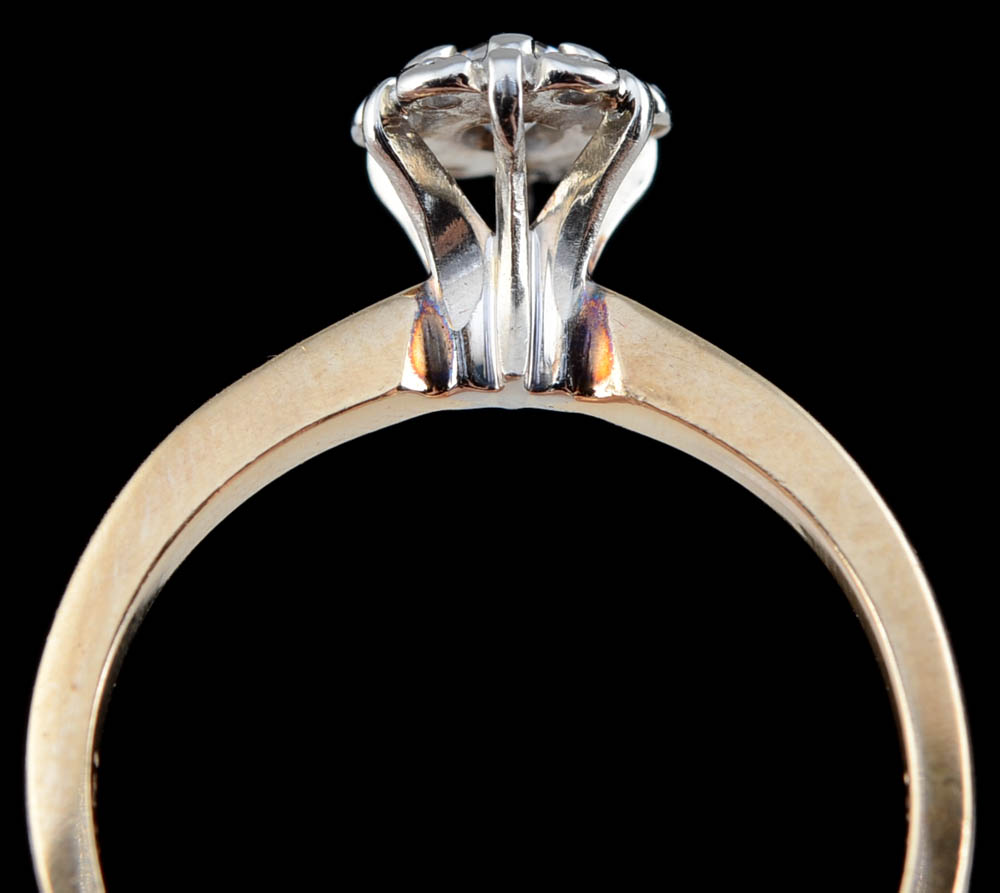 14K Yellow Gold, Cubic Zirconium, and Diamond Cluster Ring