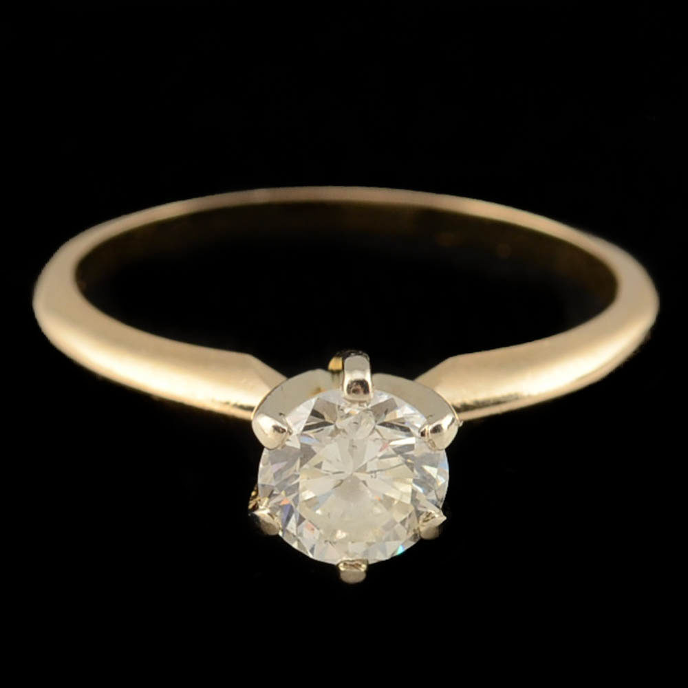 14K Yellow Gold Diamond Solitaire Ring