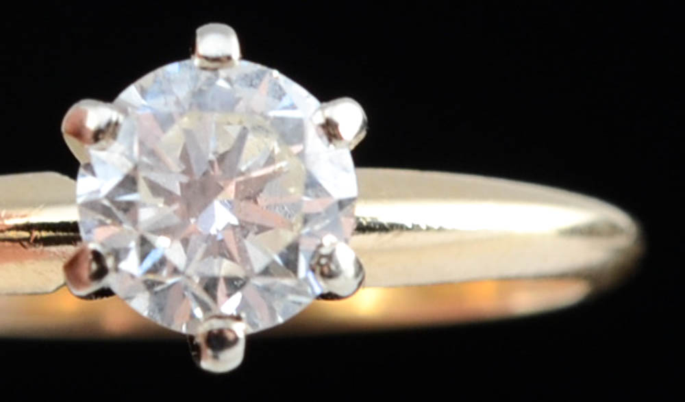 14K Yellow Gold Diamond Solitaire Ring