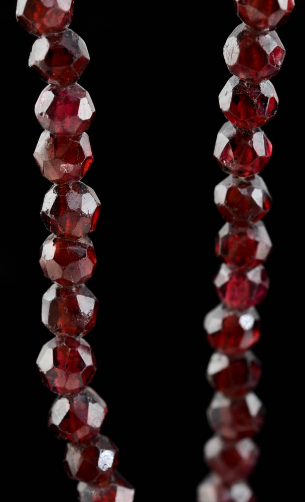 Victorian 56" Garnet Beaded Necklace with 14K Yellow Gold Clasp and 35" Garnet Beaded Necklace with Gold Filled Clasp