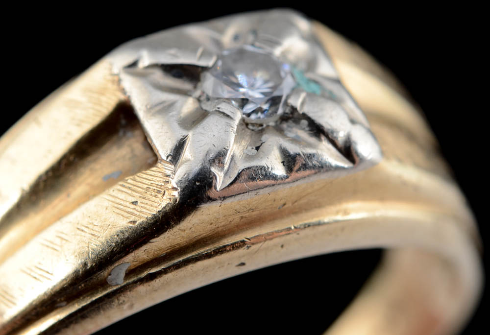 Men's Vintage 14K Yellow Gold Diamond Band