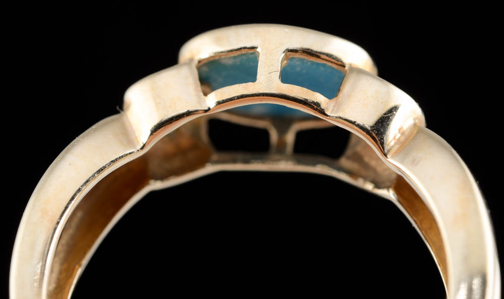 10K Yellow Gold Turquoise and Diamond Ring